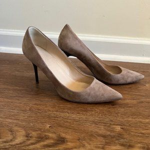 J. Crew Elsie Suede Pumps with Enamel Heels Kraft Brown Size 8M Made in Italy